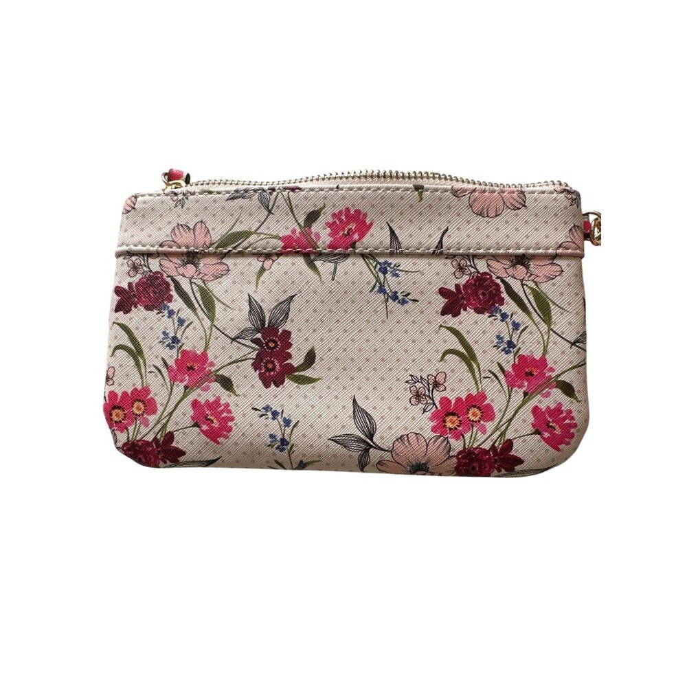 Floral Print Wristlet Purse With Zipper Closure & Gold Accents By Nanette Lepore - Picture 3 of 4